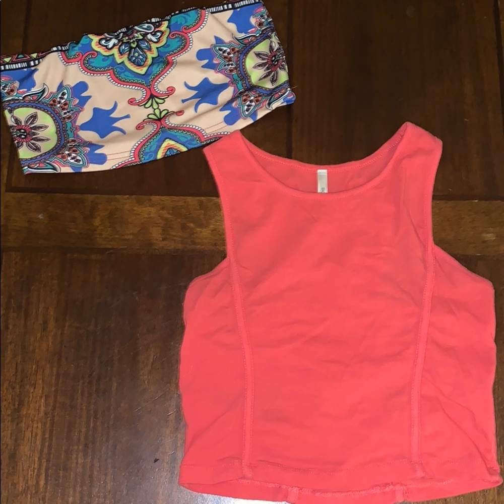 Pink crop top with strapless bralette
